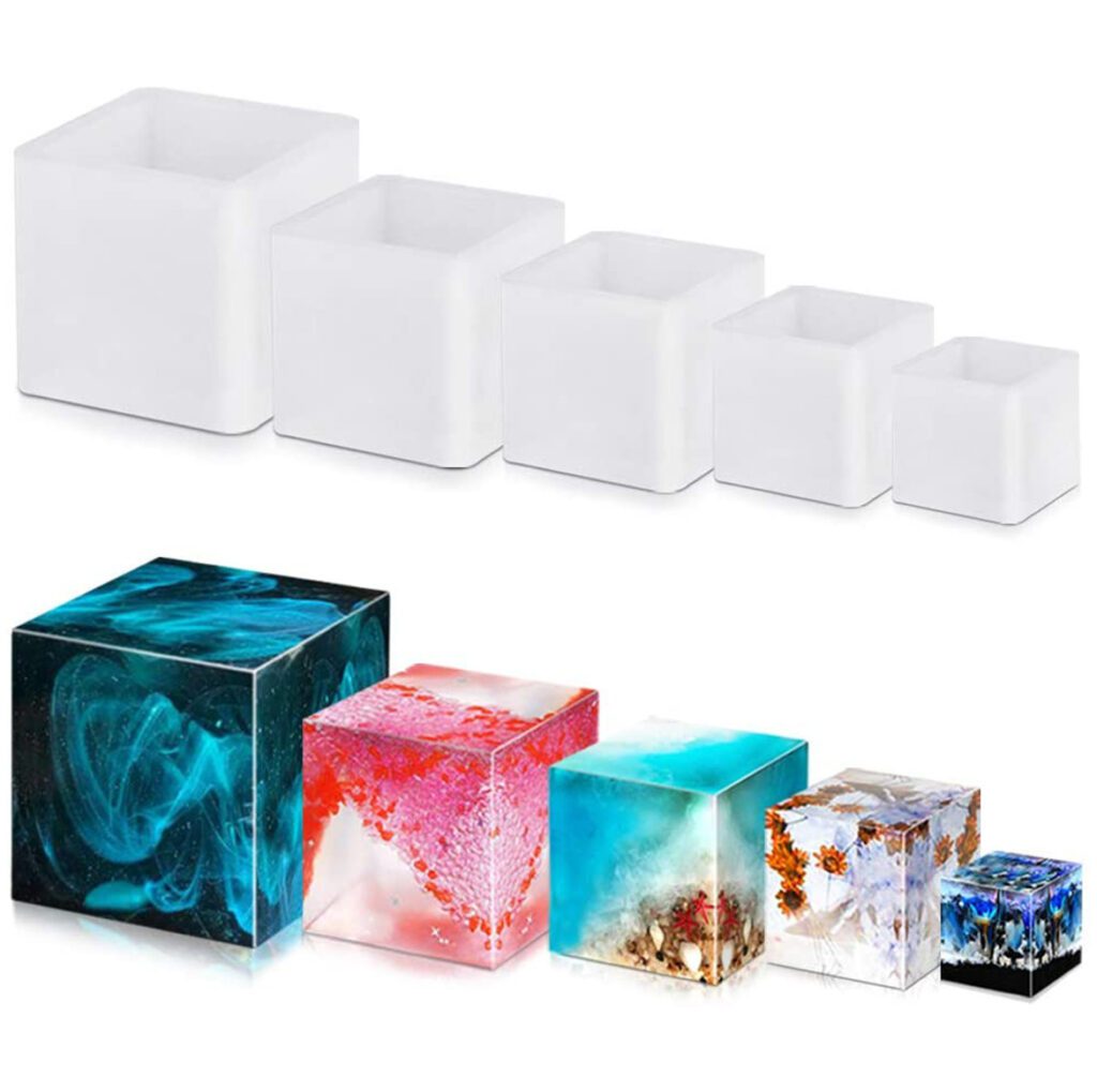 Set of cubed shaped silicone moulds