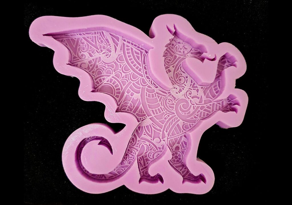 Mandala standing Dragon-shaped Silicone Mould for resin and food safe for cake toppers, resin, fondant, clay, chocolate