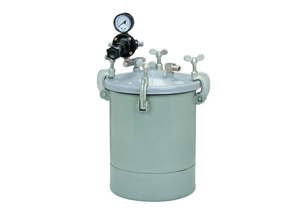 A pressure Pot designed for assuring bubble free and air-trap free castings for resin and silicone