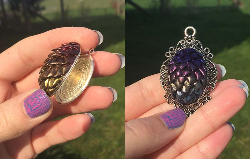 Drago Egg Jewellery in both pendant and locket form