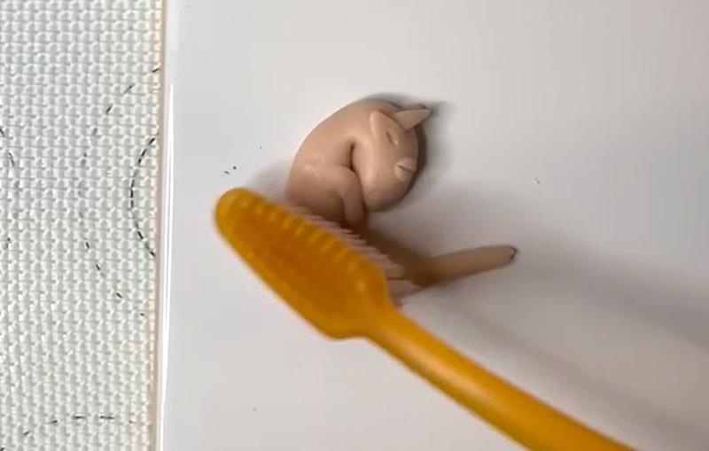 Adding texture using a toothbrush