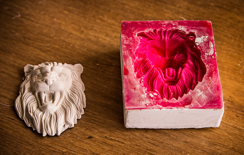 Lion face silicone mould and its casting object - liquid silicone rubber