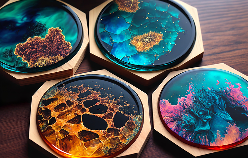 Four unique Epoxy Resin Coasters