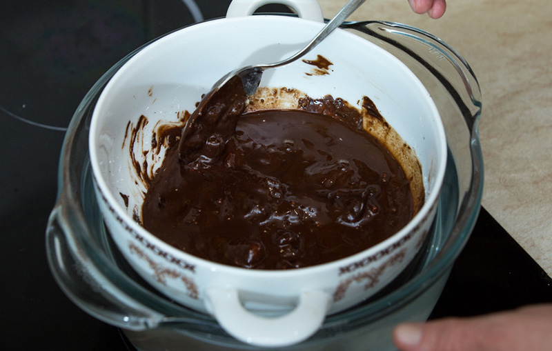 melting chocolate with the double boiler method