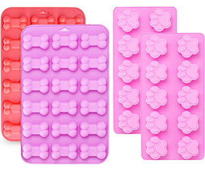 Dog treat silicone moulds with paw and bone shaped cavities