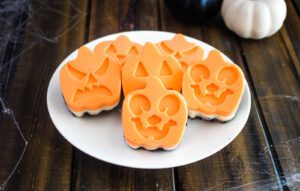 Pumpkin Halloween themed cakes with different faces and expressions - made using halloween silicone molds