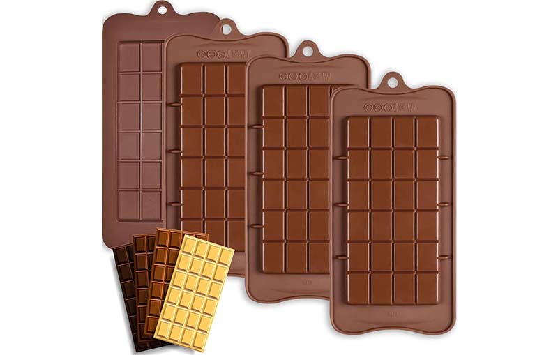 Four basic rectangle shaped silicone chocolate molds