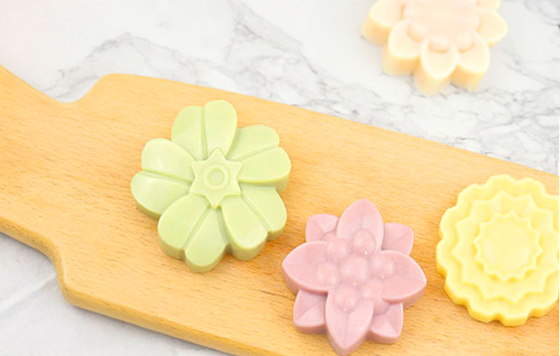 Soap making made using a flower shaped silicone mold